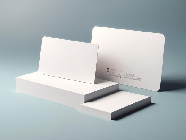 Photo blank white 3d visiting card and business card view 4