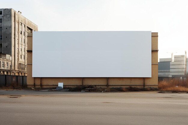 Photo blank white advertising banner on a construction site hoardin