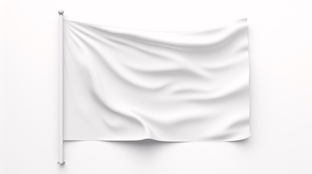 Foto disegno di banner bianco vuoto su uno sfondo bianco semplice.