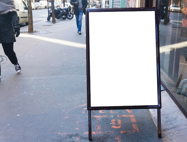 Blank white billboard aframe sign