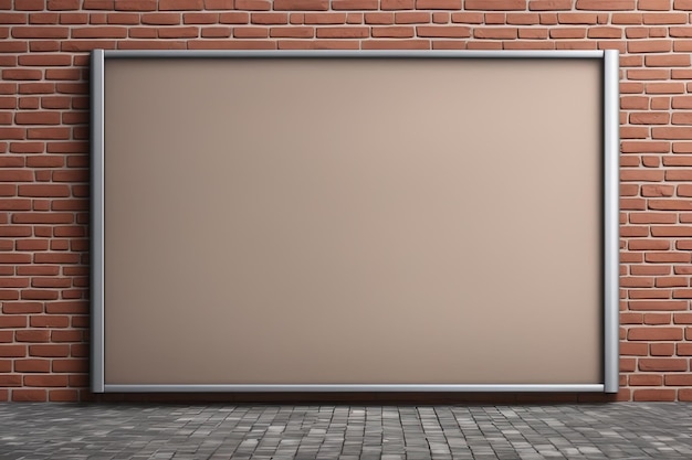 blank white billboard on brick wall background 3 d renderingblank white billboard on brick wall back