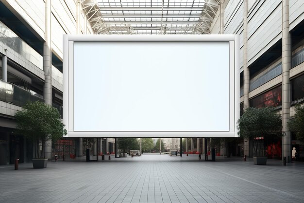 Blank white billboard on a city street 3d rendering Ai Generated