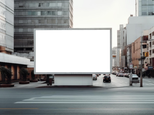 Blank white billboard on city street Mockup Generative AI