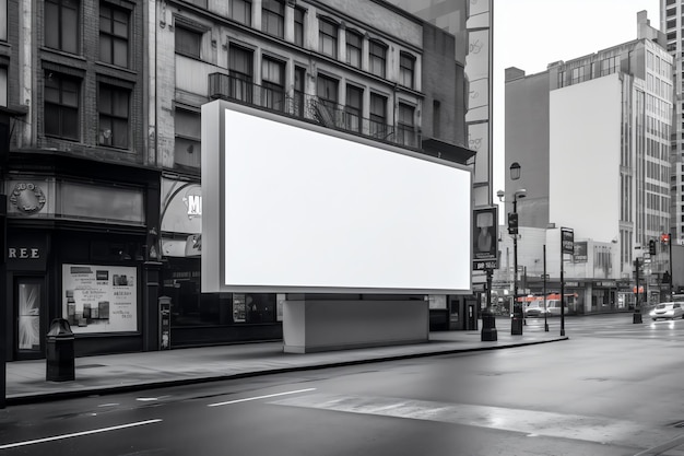 blank white billboard on city street