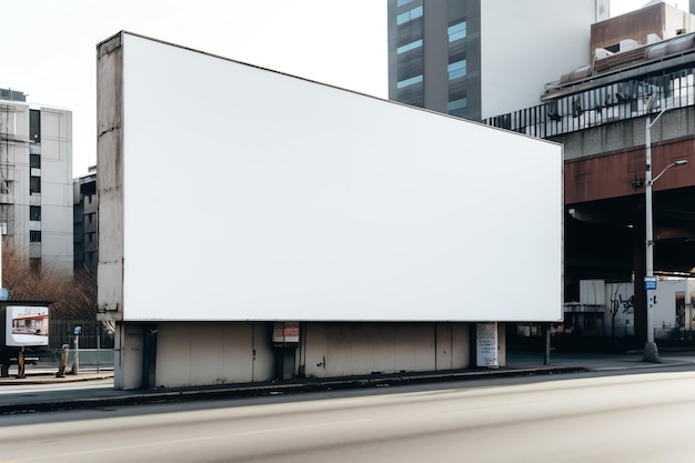 blank white billboard on city street