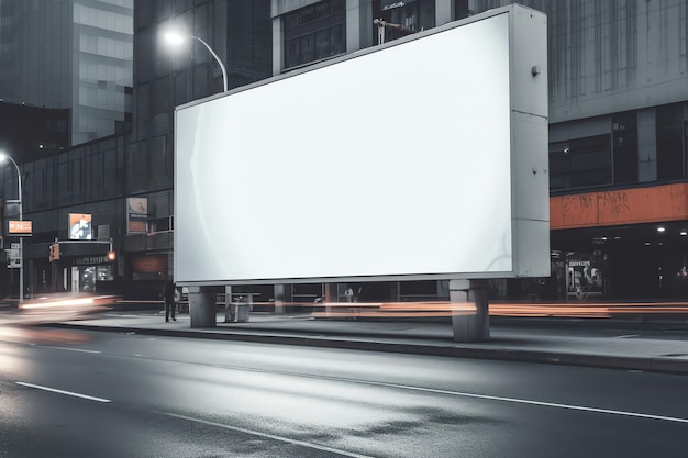 blank white billboard on city street