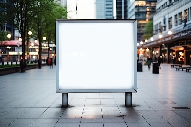 Blank white billboard or display advertising blurred background by generative ai