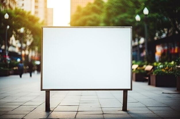 Blank white billboard or display advertising blurred background by generative ai