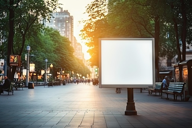 Blank white billboard or display advertising blurred background by generative ai