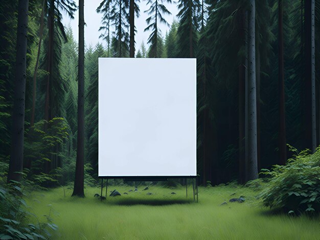 Photo blank white billboard on a forest background