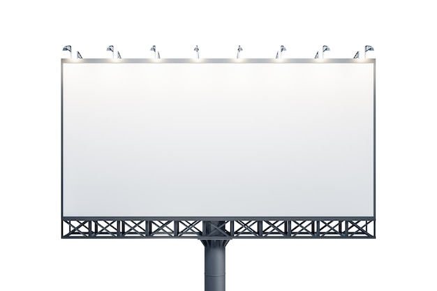 Blank white billboard isolated on light background front view Mock up 3D Rendering