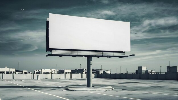 Blank white billboard in the parking lot