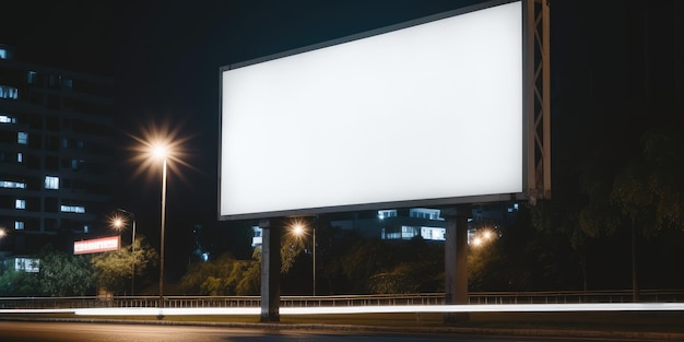 Blank white billboard signage empty info banner street banner Mock up for advertisement Generated by AI