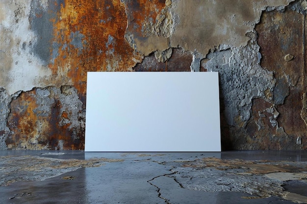 Photo a blank white board sitting on a dirty floor