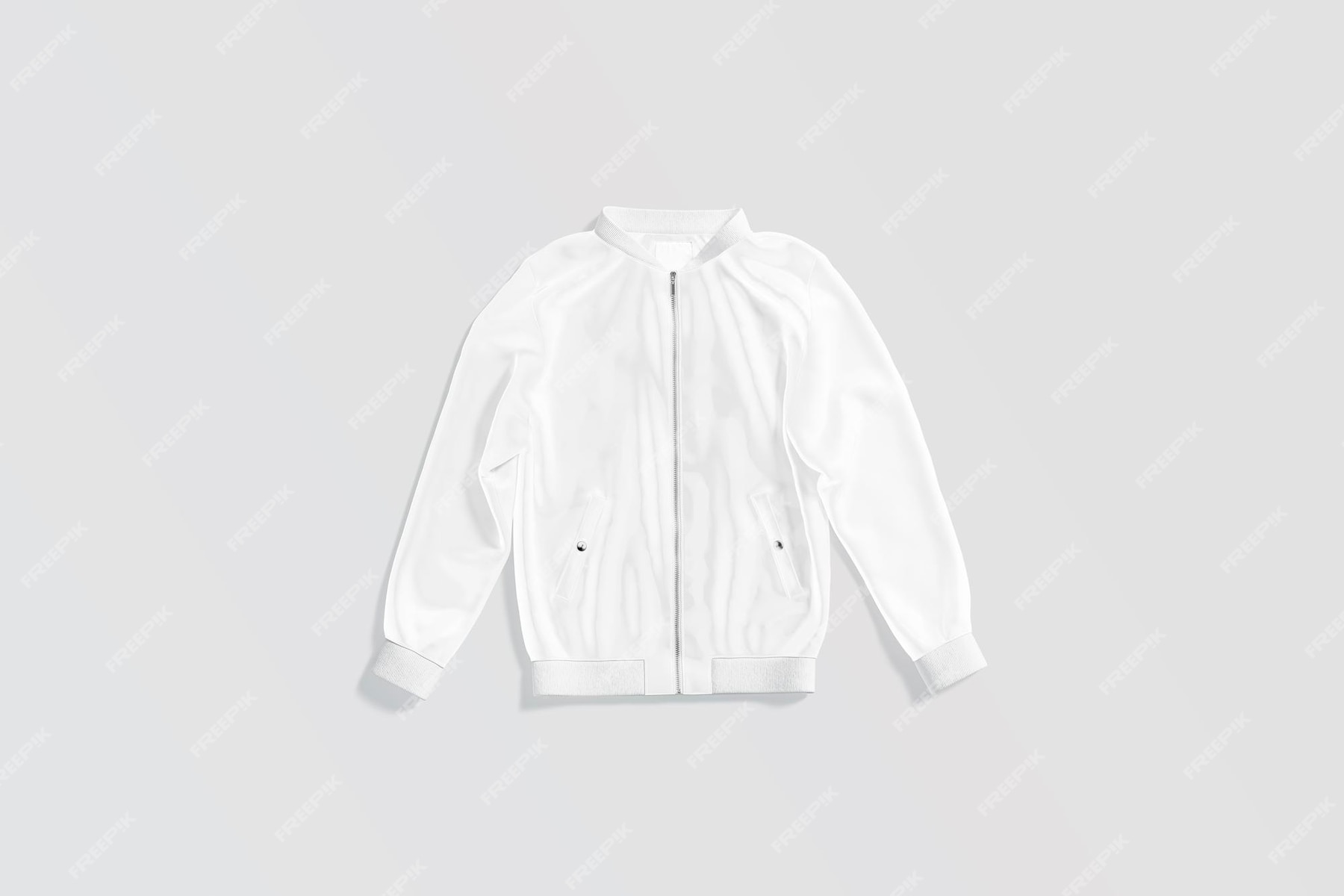 Premium Photo | Blank white bomber jacket mockup lying gray background