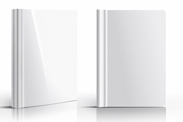 Foto rendering 3d di copertina bianca di un libro bianco su sfondo bianco