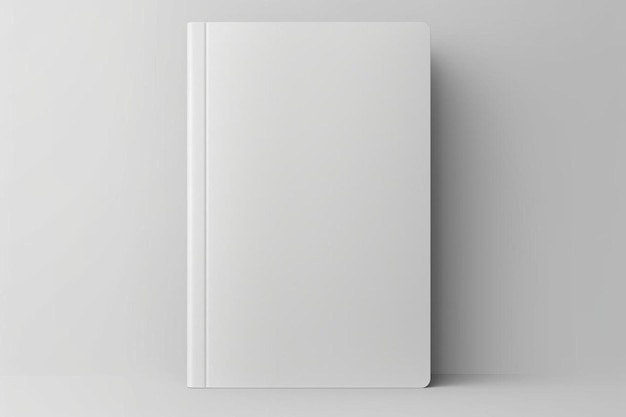 a blank white book on a gray surface