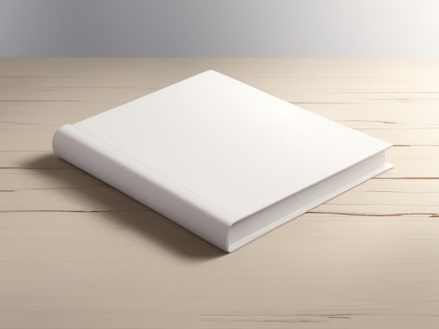 A blank white book mockup on the table
