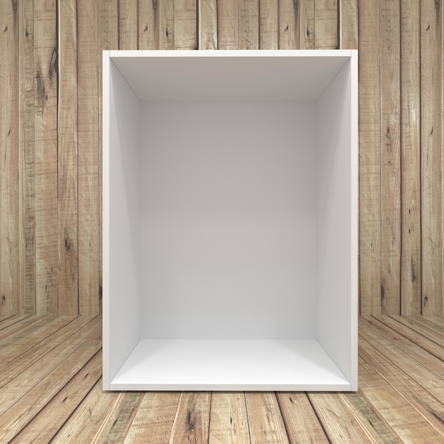 Blank white box on Wooden background