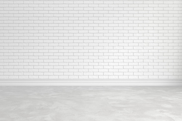 Пустой интерьер из белой кирпичной стены с легкой тенью от окон для дизайна 3D иллюстрации и рендеринга пространства комнаты для дизайна