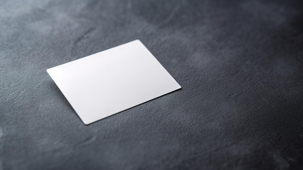 A blank white business card on a black surface