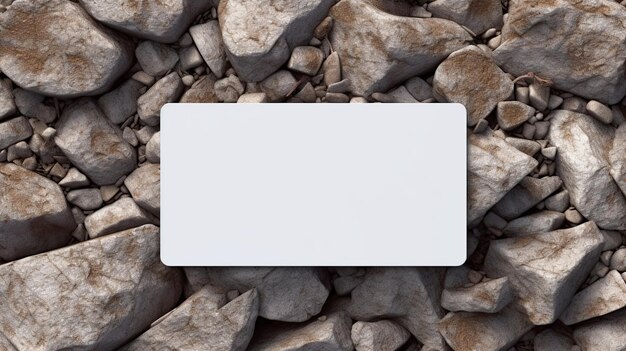 Blank white business card mockup rock background Generative AI