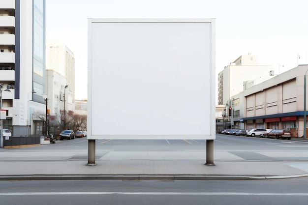 Пустой белый плакат на холсте с рекламным щитом Генеративный AI
