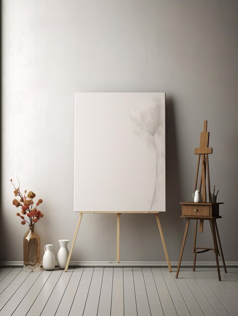 Photo blank white canvas on the brick wall surfaces for mockup design promotion