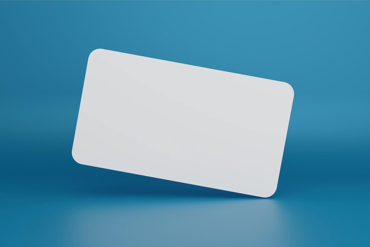 Photo blank white card isolated on blue pastel color background minimal conceptual 3d rendering