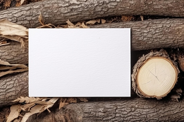 Blank white card in rustic style with copy space