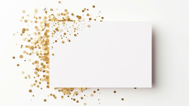 Photo blank white card with elegant gold elements on a white background suitable for invitations or business cards mockup image