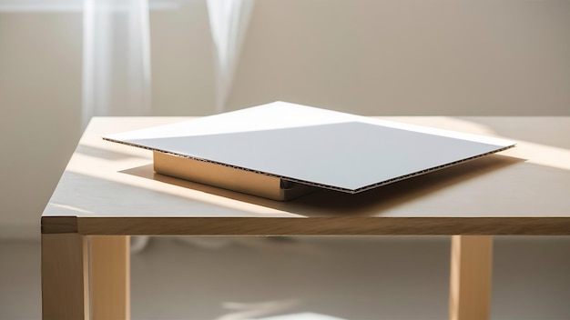 Blank white cardboard sheet on a table