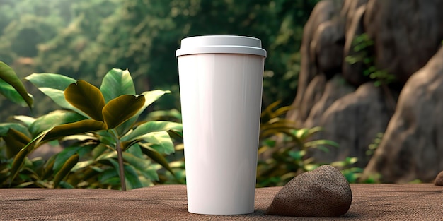 Blank white coffee cup mockup Generative AI