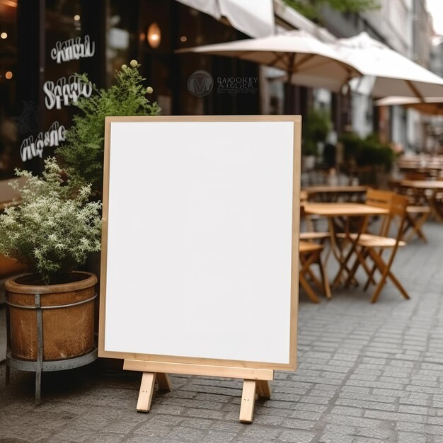 Photo blank white coffee shop outdoor signage mockup generative ai