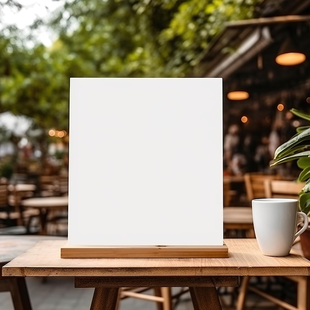 Blank white coffee shop outdoor signage mockup Generative ai