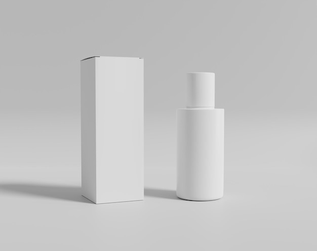 Blank white cosmetic packaging mockup, plastic container on empty background, 3d rendering, 3d illus