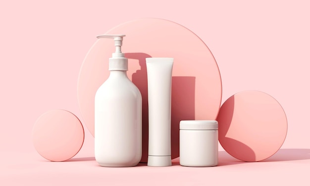 blank white cosmetic skincare makeup containers 3d render