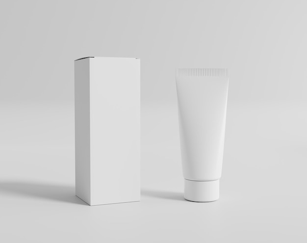 Foto tubo cosmetico bianco vuoto, confezione di tubo mock up di crema, rendering 3d, illustrazione 3d