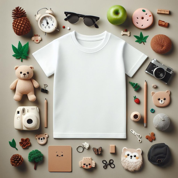Foto t-shirt bianca di cotone per neonati modello di modello di design bambino piccolo ragazzo ragazza bambino isolato