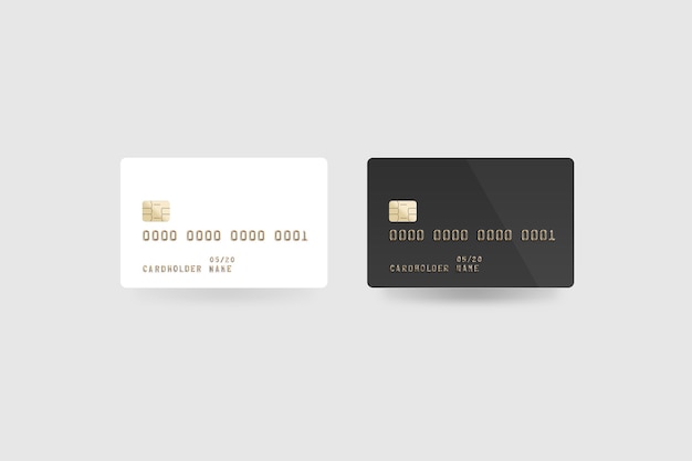 blank white credit card  isolated, front and back side