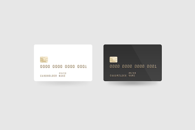 Blank white credit card  isolated, front and back side