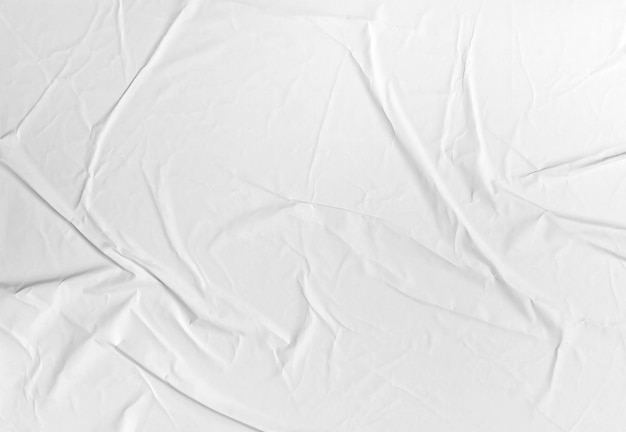 Blank white crumpled paper poster texture background White paper wrinkled poster template white paper sticker poster mockup on wall concept