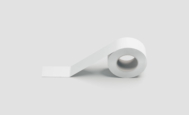 Blank white duct sticked tape, side view, 3d rendering.