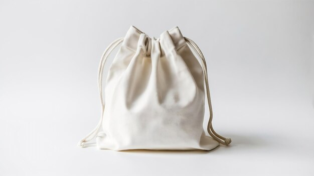 Blank white fabric canvas bag isolated on white