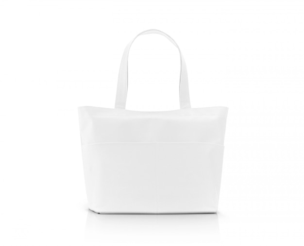 Blank white fabric canvas shopping bag for save global warming