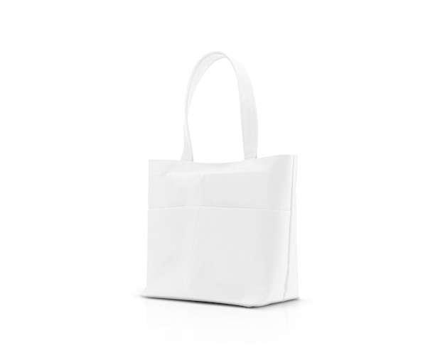 Blank white fabric canvas shopping bag for save global warming