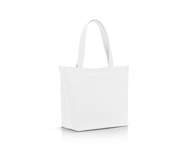 Blank white fabric canvas shopping bag for save global warming