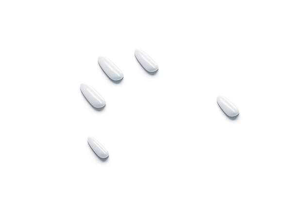 Фото Набор макетов пустых белых накладных ногтей, имитация рук. макет пустых пластиковых искусственных ногтей.