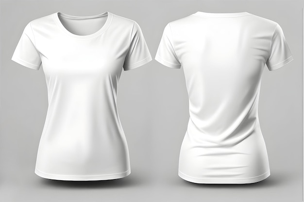 ファッションアパレル用のモックアップブランクテキスタイルプリントデザインテンプレート用の空白の白い女性tシャツ
