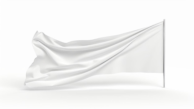 A blank white flag on a white background 3D illustration